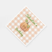 リトルカボチャパーソナライズされたオレンジギンガム スタンダードランチョンナプキン (角)