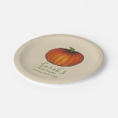 リトルカボチャパーソナライズされた秋の赤ちゃんシャワー ペーパープレート (アングル)