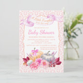 リトルカボチャピンクカボチャ赤ちゃんシャワー招待状 招待状 (スタンド正面)