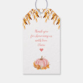 リトルカボチャピンクガールベビーシャワーメッセージカード ギフトタグ (裏面)