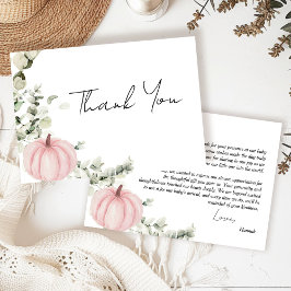 リトルカボチャピンクガール秋ベビーシャワー サンキューカード