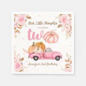 リトルカボチャピンクトラックガール秋2nd誕生日 スタンダードカクテルナプキン (正面)