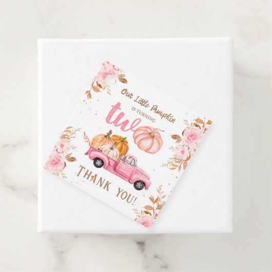 リトルカボチャピンクトラックガール秋2nd誕生日 フェイバータグ (インサイチュ)