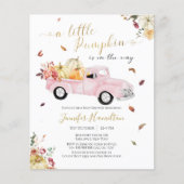 リトルカボチャピンクトラックベビーシャワー招待状 (正面)