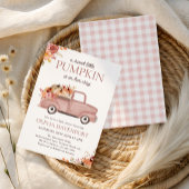 リトルカボチャピンクトラック秋ガールベビーシャワー 招待状