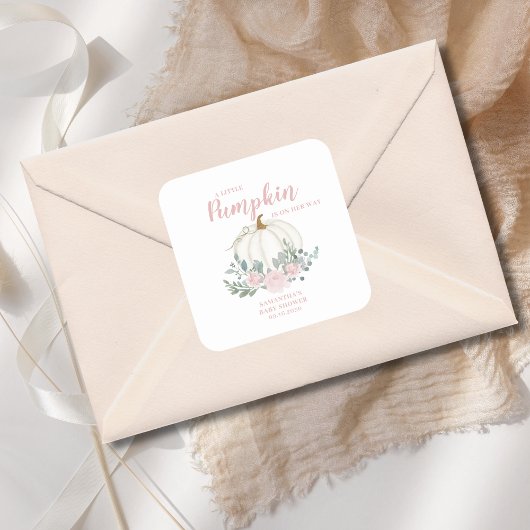 リトルカボチャピンクフローラベビーシャワー スクエアシール