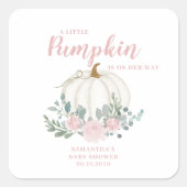 リトルカボチャピンクフローラベビーシャワー スクエアシール (正面)