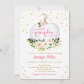 リトルカボチャピンクフローラベビーシャワー 招待状 (正面)