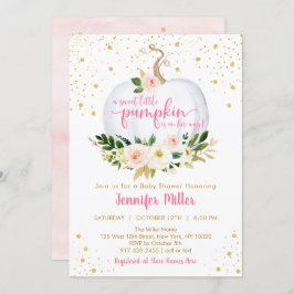リトルカボチャピンクフローラベビーシャワー 招待状