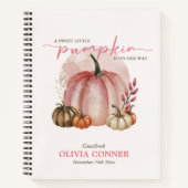 リトルカボチャピンクベビーシャワーゲストギフトリスト ノートブック (正面)