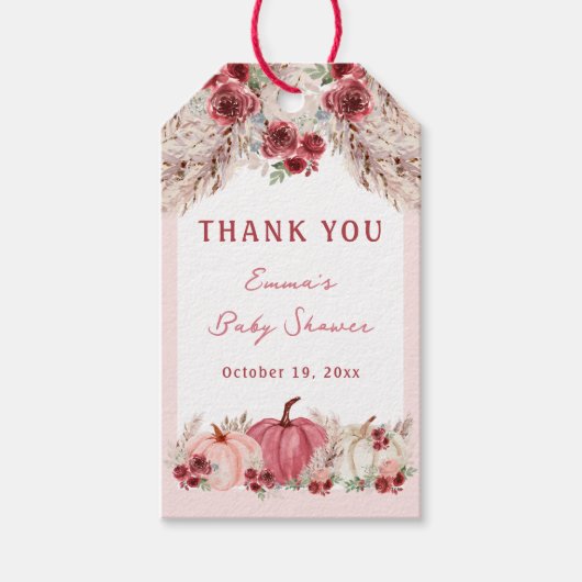 リトルカボチャピンクベビーシャワーマルサララベル ギフトタグ (正面)