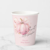 リトルカボチャピンクボウガールベビーシャワー 紙コップ (裏面)