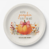 リトルカボチャピンクボウベビーガールシャワー ペーパープレート (正面)