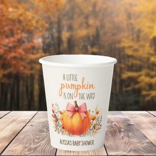 リトルカボチャピンクボウベビーガールシャワー 紙コップ