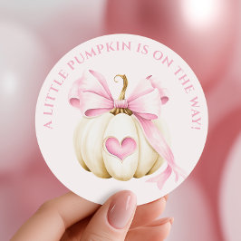 リトルカボチャピンクボウ赤ちゃんシャワー ラウンドシール
