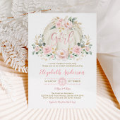 リトルカボチャピンク金ゴールドフローラガールベビーシャワー 招待状