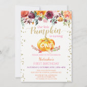 リトルカボチャフローラガールベビー1st誕生日パーティー 招待状 (正面)