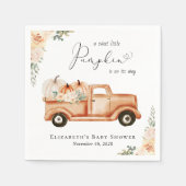 リトルカボチャフローラトラック水色ベビーシャワー スタンダードカクテルナプキン (正面)