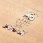 リトルカボチャフローラバラバーガンディーベビーシャワー アクリル招待状 (レイダウン)