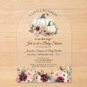 リトルカボチャフローラバラバーガンディーベビーシャワー アクリル招待状 (正面)