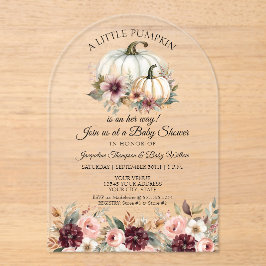リトルカボチャフローラバラバーガンディーベビーシャワー アクリル招待状