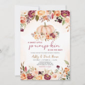 リトルカボチャフローラバーガンディーベビーシャワー 招待状 (正面)