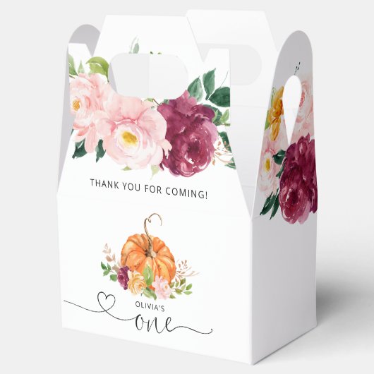 リトルカボチャフローラバーガンディ1歳のパーティー フェイバーボックス (オープン)