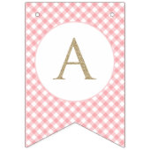 リトルカボチャフローラピンクプレイドの最初の誕生日 バンティングフラッグ (第3の旗)