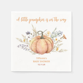 リトルカボチャフローラベビーシャワー紙プレート スタンダードカクテルナプキン