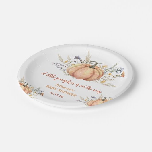 リトルカボチャフローラベビーシャワー紙プレート ペーパープレート (アングル)