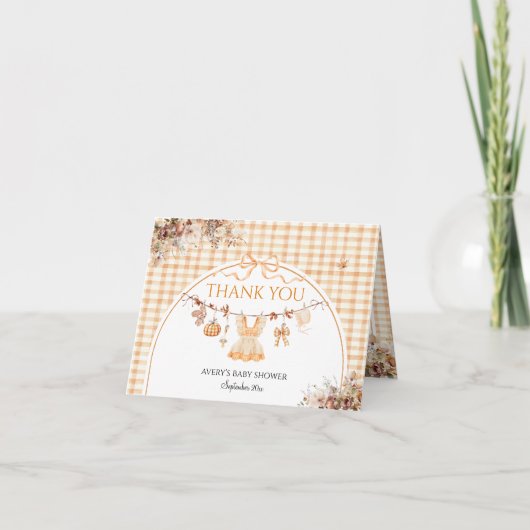 リトルカボチャフローラボウ秋ベビーシャワーブックス サンキューカード (正面)