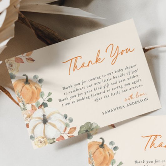 リトルカボチャフローラボホエレガントベビーシャワー サンキューカード