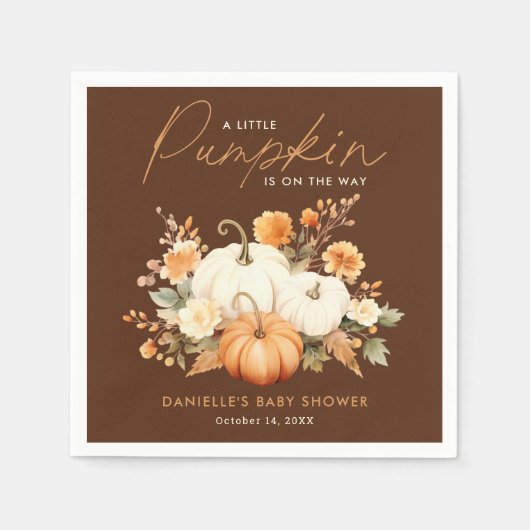 リトルカボチャフローラボホボタニカルベイビーシャワー スタンダードカクテルナプキン (正面)