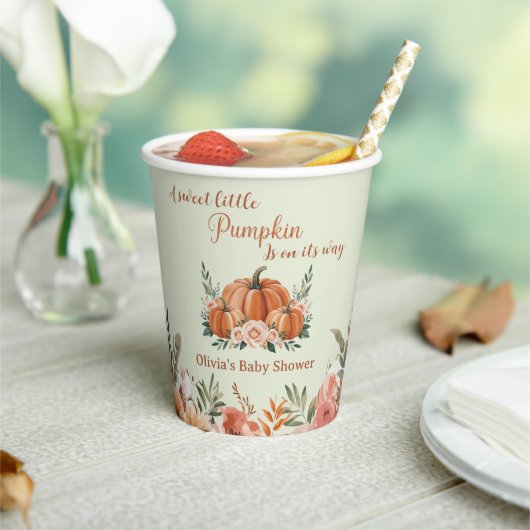 リトルカボチャフローラ水カラーベビーシャワー紙 紙コップ (インサイチュ)
