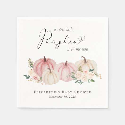 リトルカボチャフローラ水色ベビーガールシャワー スタンダードカクテルナプキン (正面)