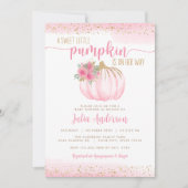 リトルカボチャフローラ水色ベビーガールシャワー 招待状 (正面)