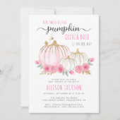 リトルカボチャフローラ水色ベビーガールシャワー 招待状 (正面)