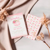 リトルカボチャフローラ水色ベビーガールシャワー 招待状