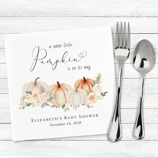 リトルカボチャフローラ水色ベビーシャワー スタンダードカクテルナプキン