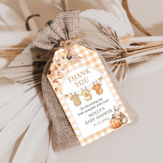 リトルカボチャフローラ秋ベビーシャワーギフトラベル ギフトタグ