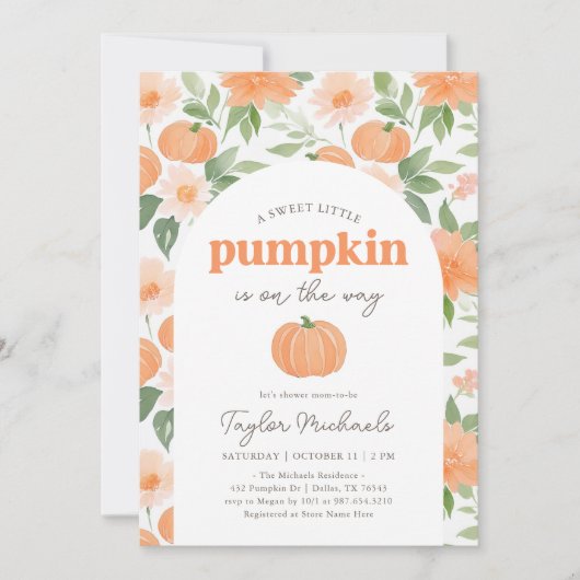 リトルカボチャフローラ秋ベビーシャワー 招待状 (正面)