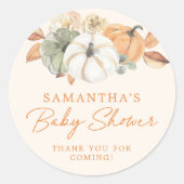 リトルカボチャフローラ赤ちゃんシャワーありがとう ラウンドシール (正面)