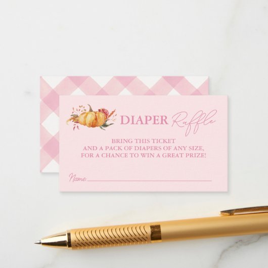 リトルカボチャフローラ赤ちゃんシャワーおむつラッフル エンクロージャーカード (正面/裏面インサイチュ)