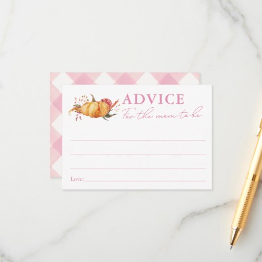 リトルカボチャフローラ赤ちゃんシャワーアドバイスママ エンクロージャーカード (正面/裏面インサイチュ)