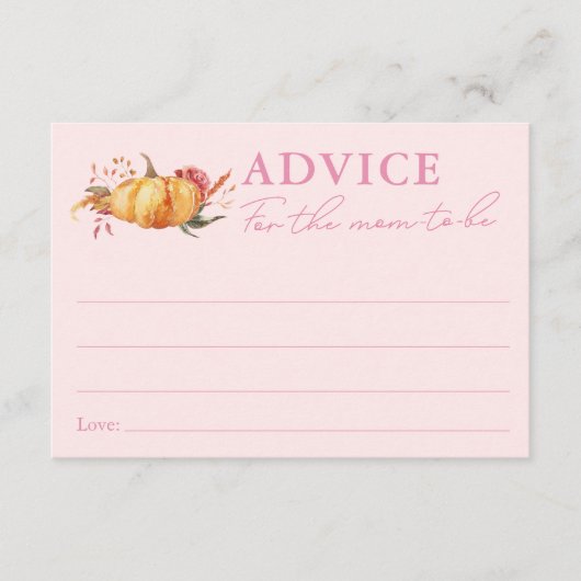 リトルカボチャフローラ赤ちゃんシャワーアドバイスママ エンクロージャーカード (正面)