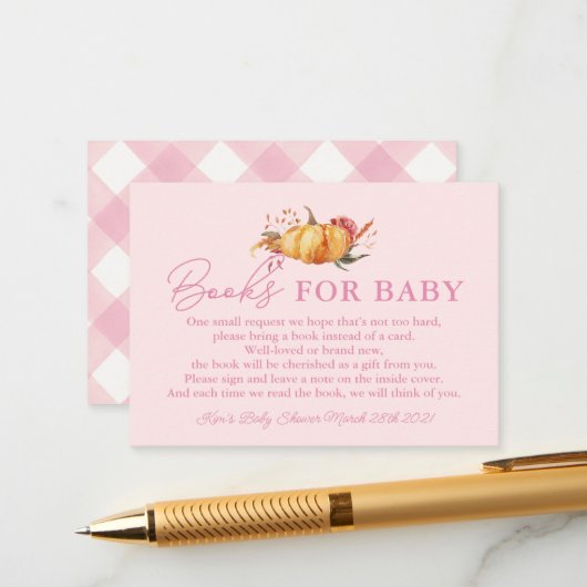 リトルカボチャフローラ赤ちゃんシャワーブックベビー エンクロージャーカード (正面/裏面インサイチュ)