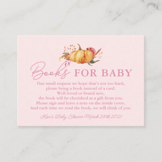 リトルカボチャフローラ赤ちゃんシャワーブックベビー エンクロージャーカード (正面)