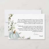 リトルカボチャブルーボーイズ赤ちゃんシャワー サンキューカード (裏面)