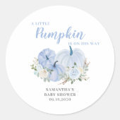 リトルカボチャブルーボーイベビーシャワー ラウンドシール (正面)