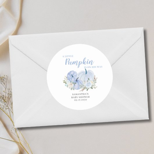 リトルカボチャブルーボーイベビーシャワー ラウンドシール